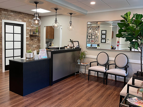 Reception area at Djawdan Center for Implant and Restorative Dentistry in Annapolis, MD.
